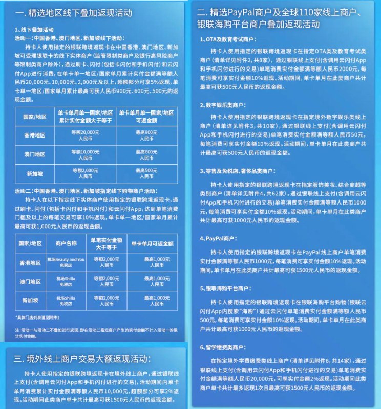 银联跨境返现活动，最高10%#银联 #活动活动一