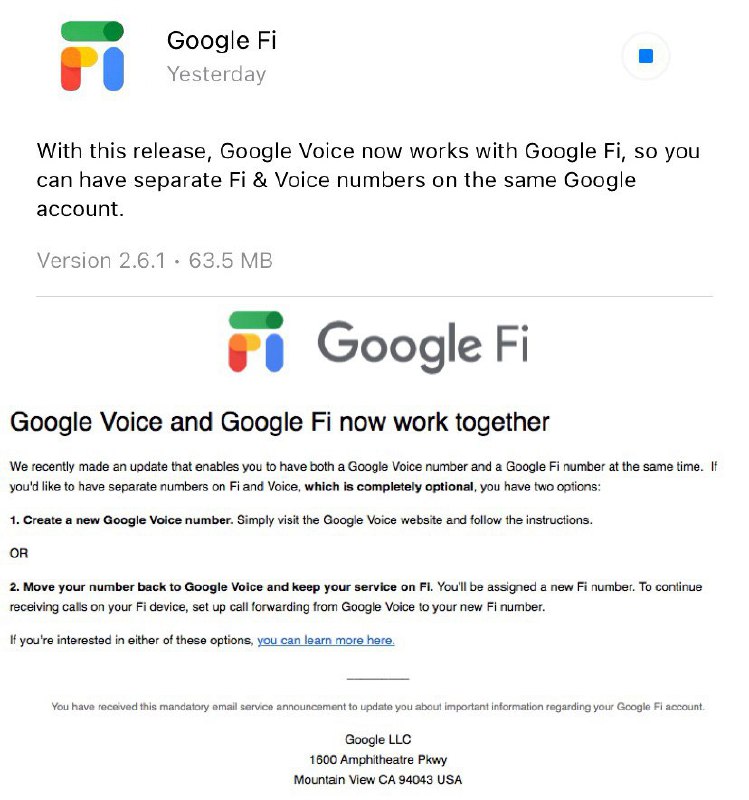 Google Voice和Google Fi现在可以共存了#GoogleFi #GoogleVoice👉🏿 Google现在允许Voice和Fi共存于同一帐户，并且Voice语音可以转发到Fi号码上👉🏿 
