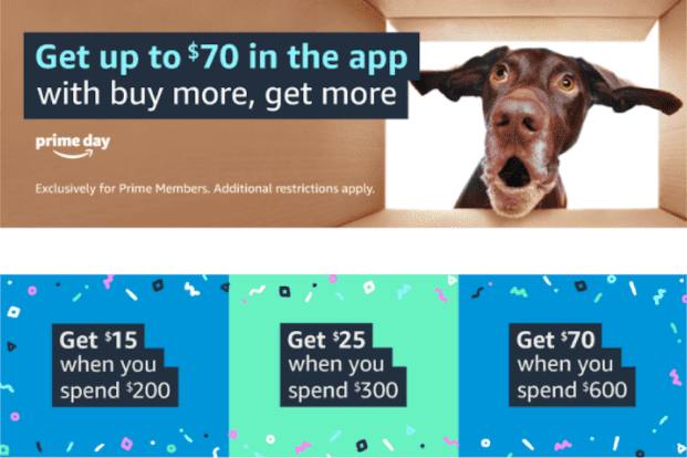 [YMMV] Amazon消费200-600获取15-70返现#Amazon #PrimeDay #活动活动时间截止