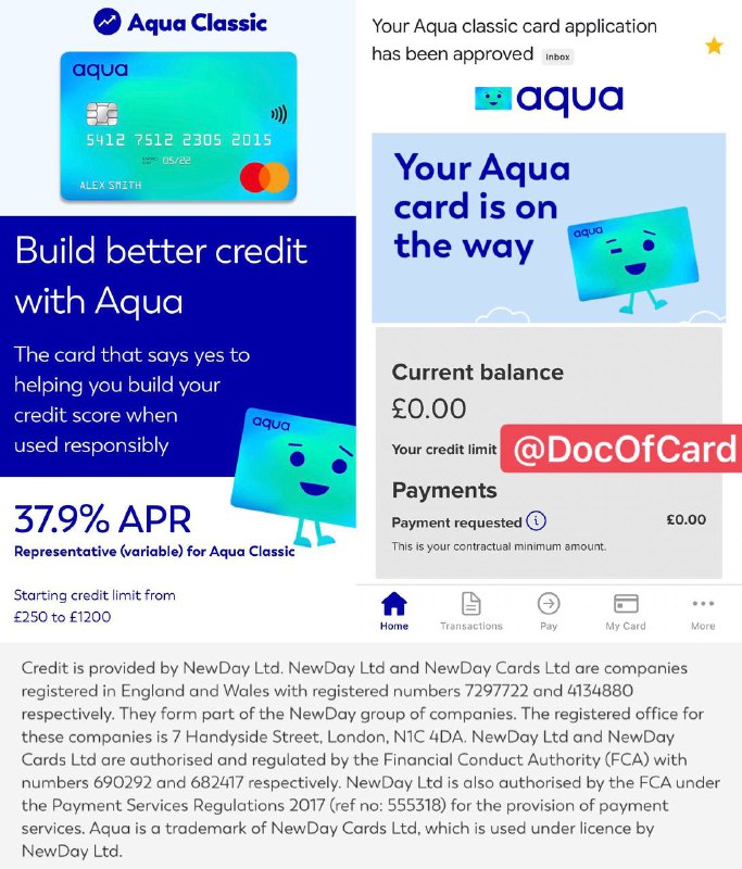 英国信用卡Aqua Classic Card#Aqua🆕1/11/2023更新