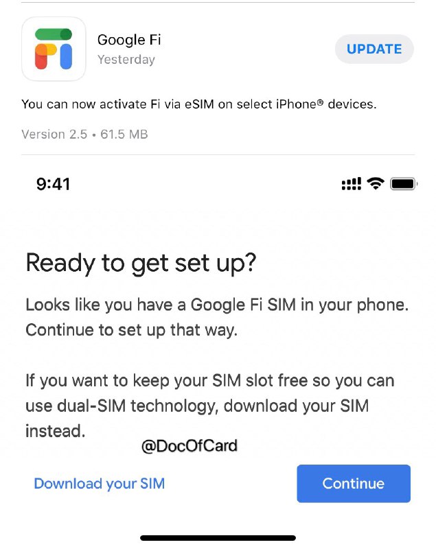 Google Fi iOS更新正式支持eSIM#GoogleFi #eSIM👉🏿 之前我们在 Google Fi帮助文档里发现突然上线了eSIM的支持，而后 Fi Twitter 官宣正式支持iPhone eSIM ， 不过仍仅限新用户👉🏿 现有用户实体卡切换到eSIM方法