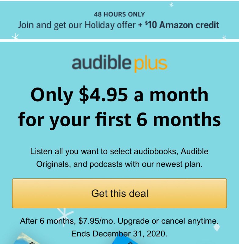 注册Audible Plus送$10 Amazon Credit#Amazon #deal✅活动时间