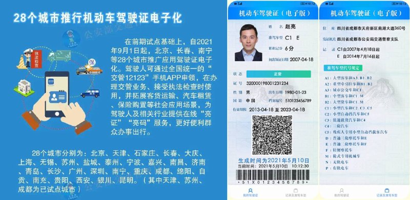 大陆28城市推行电子驾照#驾照 #消息🆕10/13更新