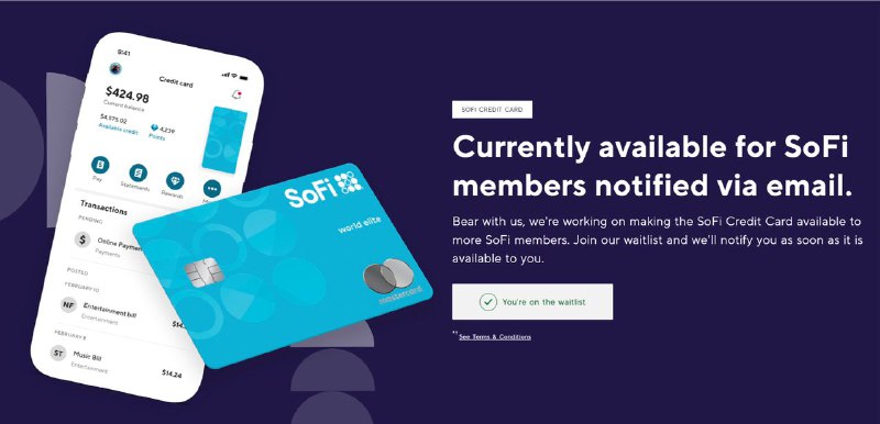 SoFi宣布即将推出SoFi信用卡#SoFi👉🏿 SoFi 是一家没有实体银行的FinTech（互联网金融机构），主营贷款业务，目前是全美国估值最高的FinTech独角兽，主要业务