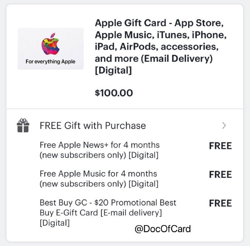 #Bestbuy #iTunes✅ bestbuy.com/site/6421951.pFree $20 Best Buy Giftcard with Purchase of $100 iTunes Giftcard Bestbuy👉🏿 @DocOfCard_channel
