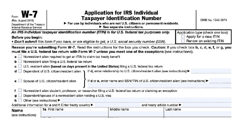 #ITIN #W7IRS官网W-7表格