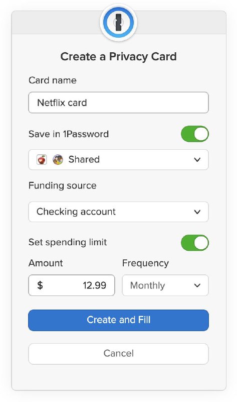 1Password将集成Privacy虚拟卡功能#1Password #Privacy👉🏿 1Password[宣布]将与 Privacy.com 合作，允许用户为每个在线帐户创建一张独立的虚拟卡来进行更安全的在线支付 • 需要你有 Privacy.com 账户 • 将很快通过 Safari扩展 来实现这个功能 • 每张虚拟卡都将锁定在特定的商家账户，只能用于该网站或服务 • 介绍
