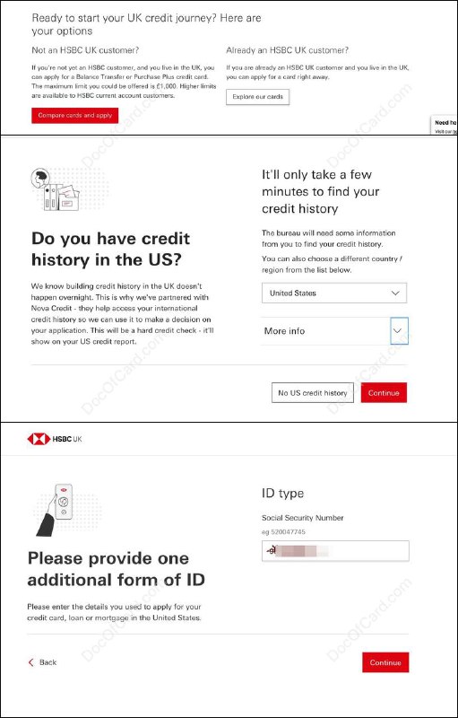 通过 美国/加拿大 信用申请 HSBC UK 信用卡#信用记录 #HSBC UK群友 [DP] 测试，HSBC UK Balance Transfer 和 Purchase Plus 信用卡可以用美国/加拿大信用记录申请实测美国信用 HP 的是 Experian 信用报告，填完 SSN/ITIN 就会有提示 match 到美国的 credit report，需提供英国和美国地址✔️@DocOfCard / 🇬🇧英国卡合集