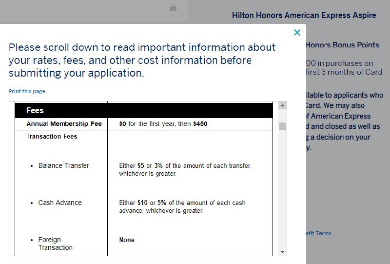 American Express Hilton Honors Aspire Signup Link with Waived $450 Annual Fee (150k 开卡奖励 + 免首年年费)#Amex不确定是临时工错误还是正常public offer，但是即使有年费150k开卡奖励也划算BUG已经修复👉🏿 Direct Link to offer (requires login)  (the link only works for me in a cookied browser which has me logged in or at least cookied in)👉🏿 