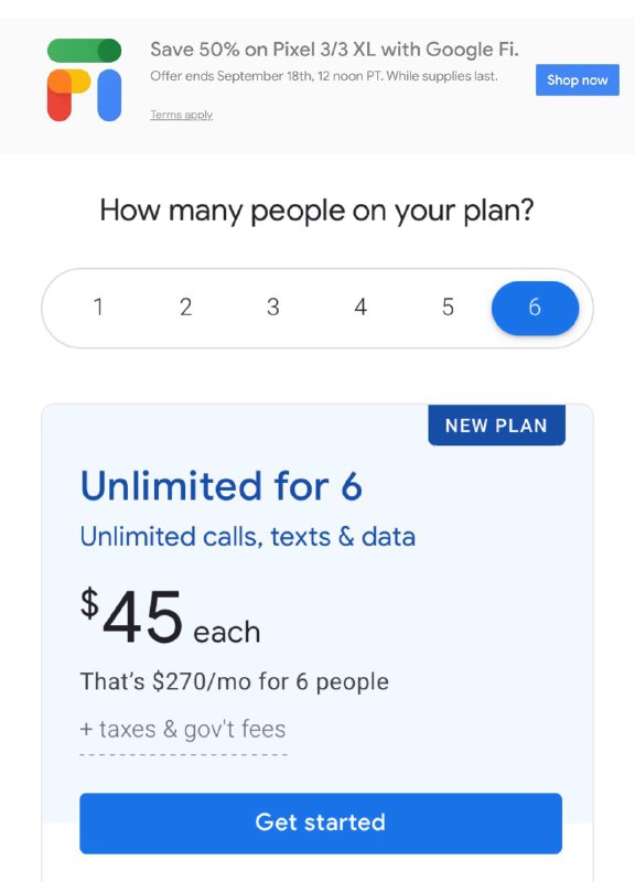 Google Fi推出新家庭无限流量套餐#GoogleFi👉🏿 包含22G高速流量超出后免费