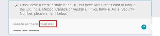 Amex允许跳过SSN申卡#Amex • 无SSN/ITIN，能通过 Credit.com 查到信用分，网申Amex选择I don't have a credit history in the US, but have had a credit card or loan in the UK, India, Mexico,Canada or Australia，地址用 usabox.com (也可以用其他 美国地址 )👉🏿 网申成功• Amex现在放水，提供跳过SSN的选项，以后就不知道了，我记得去年也出过一次，没多久就取消了 • 副卡3个月以上， Credit.com 能查到信用分700以上，至少1个月内没有改过地址的，可以一试👀相关