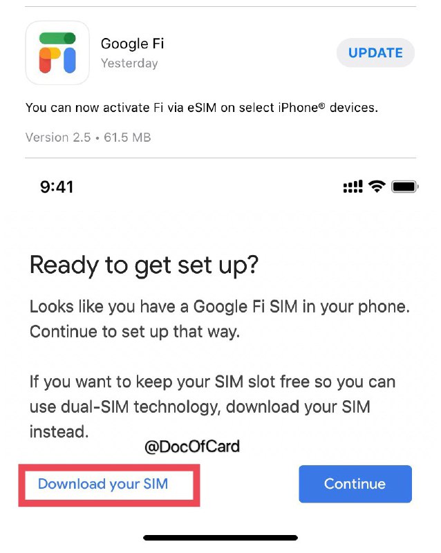 Google Fi新APP使用注意#GoogleFi👉🏿 近日Google Fi APP更新后 允许现有用户转eSIM，但由于APP设计BUG问题，以下情况不要去点 Download your SIM