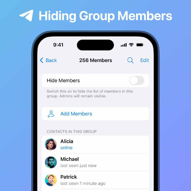 Telegram 正式上线隐藏群组成员功能#TelegramTelegram 更新 9.3 版，正式上线隐藏群聊中的成员列表功能，该选项适用于 100 名成员以上的群组启用后