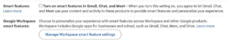 #Gmail #AIGmail 用户建议关闭设置中的这两个选项，以防止个人数据被用于 Gemini AI 训练👉🏿 @DocOfCard_channel