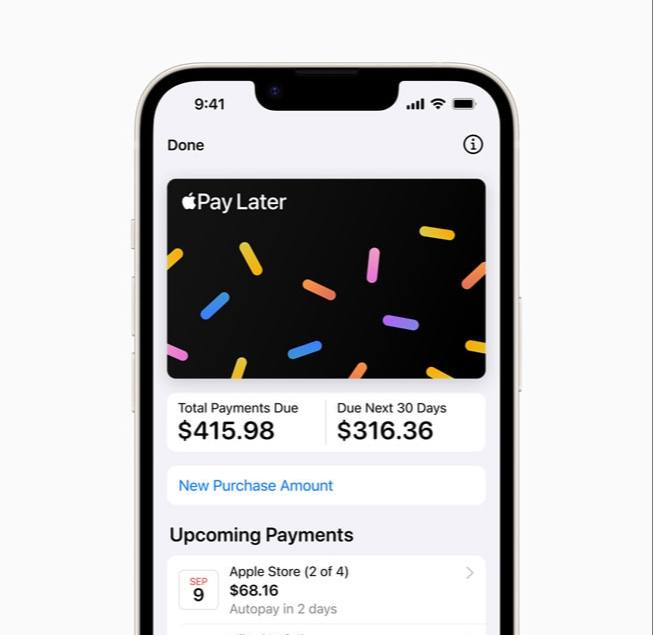 苹果将终止 Apple Pay Later#Apple #消息Apple Pay Later is no longer offering new loans. Existing Apple Pay Later loans and purchases are not affected. • 苹果计划终止 Apple Pay‌ Later [官网] • 现用户可继续还贷款并通过 Wallet 管理 • iOS 18 可通过信用卡/借记卡分期付款苹果没有透露为何停止 Apple Pay Later，但它正在努力解除与高盛的合作关系，高盛是处理 Apple Card、Apple Savings 和 Apple Pay Later 的公司🔗相关