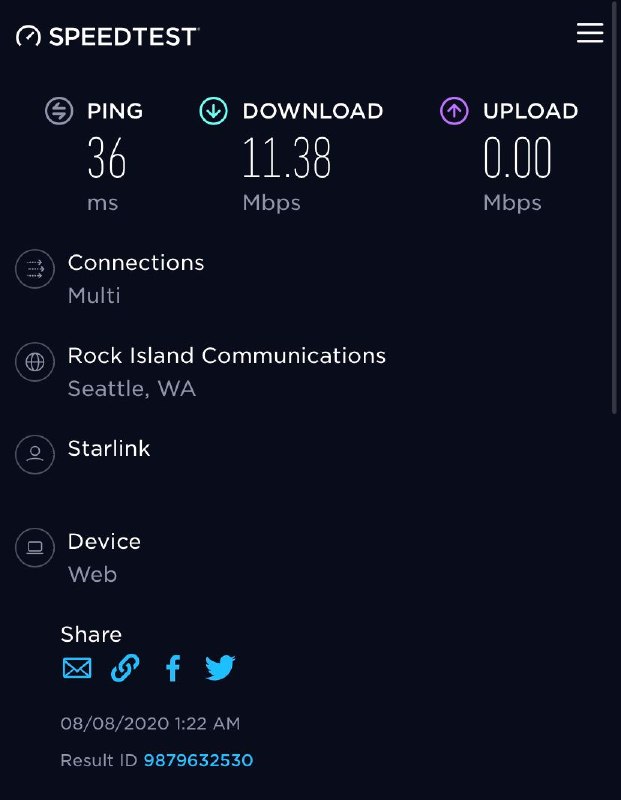 Starlink测速延迟18ms下载102.88Mbps#SpaceX #Starlink #星链🆕6/20/21更新