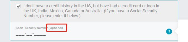 Amex允许跳过SSN申卡#Amex • 无SSN/ITIN，能通过 Credit.com 查到信用分，网申Amex选择I don't have a credit history in the US, but have had a credit card or loan in the UK, India, Mexico,Canada or Australia，地址用 usabox.com (也可以用其他 美国地址 )👉🏿 网申成功• Amex现在放水，提供跳过SSN的选项，以后就不知道了，我记得去年也出过一次，没多久就取消了 • 副卡3个月以上， Credit.com 能查到信用分700以上，至少1个月内没有改过地址的，可以一试👀相关