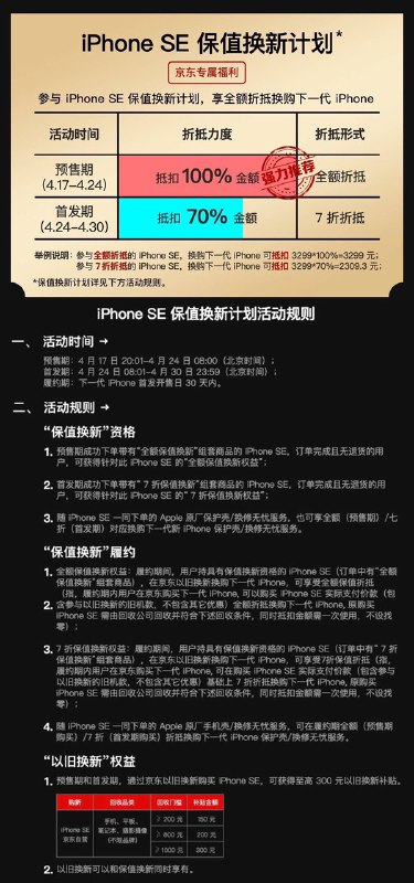 京东保值换新iPhone SE免费用白嫖半年#iPhone #京东👉🏿 全额保值换新活动时间