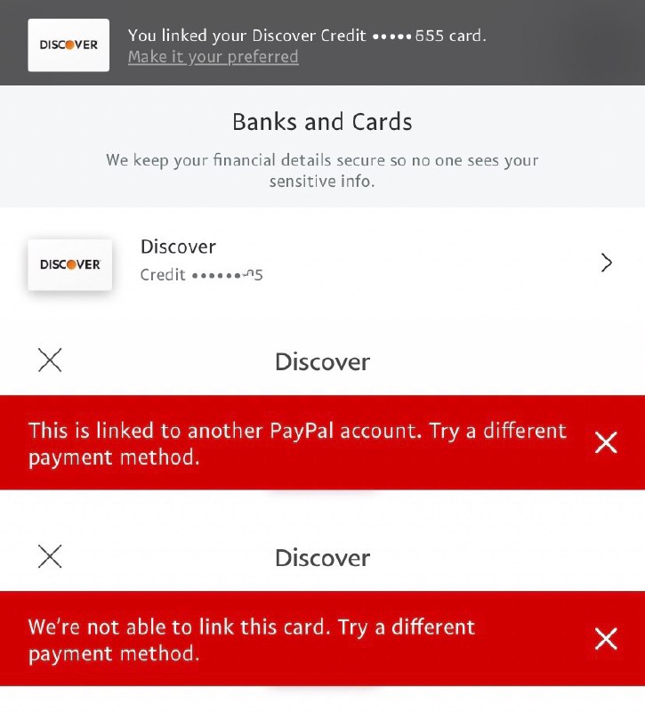 关于PayPal US绑定银联卡#PayPal #银联 #Discover👉🏿 群友提供 [DP] 发现美区PayPal可以绑定银联卡，如果输入62银联卡后，PayPal自动识别为Discover则可以绑定手选无效，目前绑定成功的基本都是622卡 • 成功