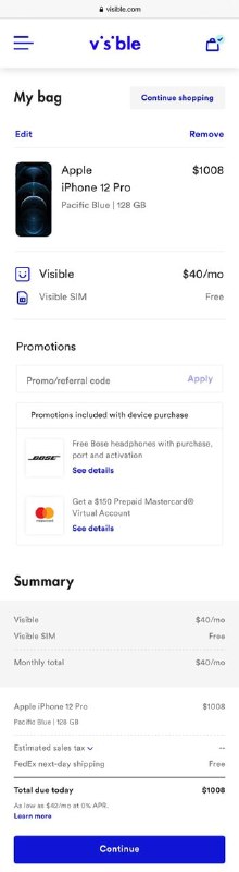 Visible iPhone 12 Pro 最低$500到手#iPhone #Visible #活动🆕11/6更新