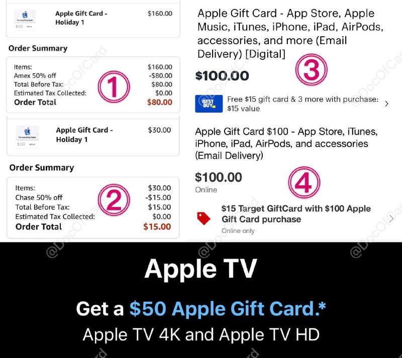2021 Apple TV 4K（最低$55到手）#Amazon #AppleStore #AppleTV #BlackFriday1）先购买 Apple Gift Card
