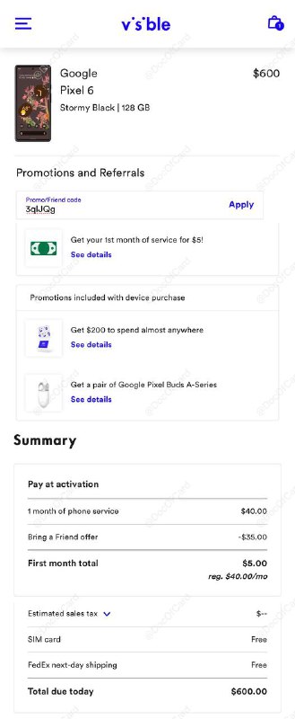 Visible Pixel 6返现 $200 送 Pixel Buds#Visible #Pixel #活动🆕11/18更新