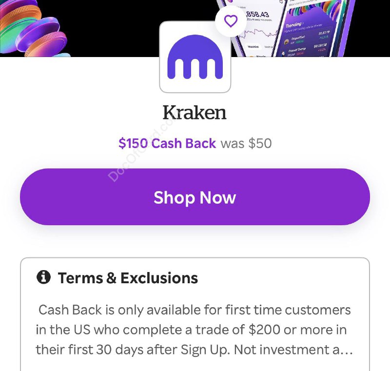 Kraken US $150 开户奖励#Kraken US #Rakuten • 要求