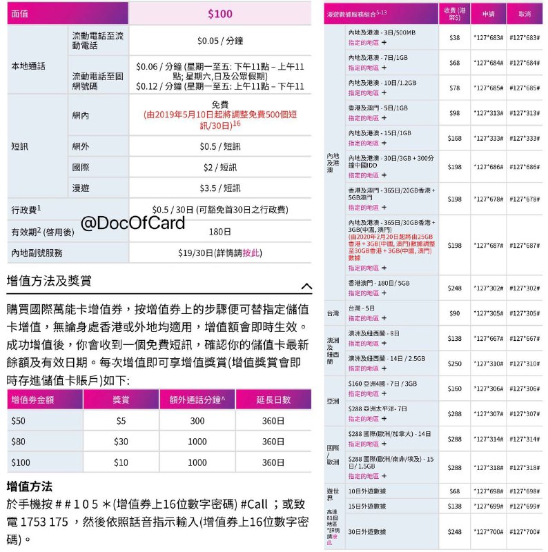 3香港国际万能卡（保号）#3HK🆕11/23/22更新