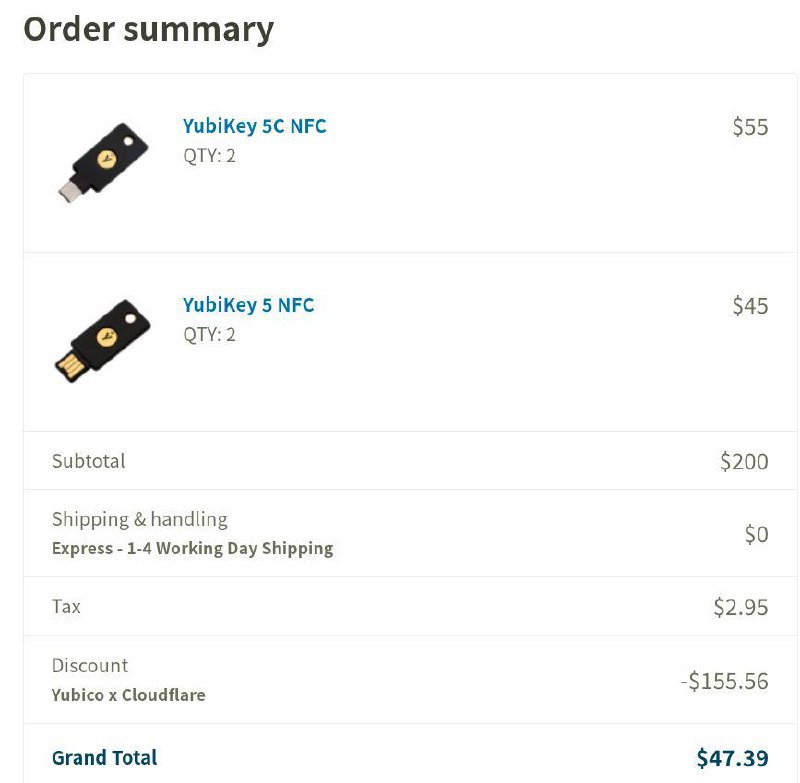 Cloudflare 与 Yubico 合作，为用户提供 Yubikey 特殊购买折扣#Cloudflare #Yubikey 🆕10/6更新