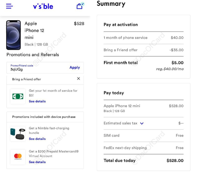 Visible iPhone 12 Mini 128G $528返$200#Visible #iPhone更新