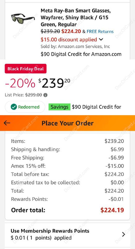 Amazon Ray-Ban Meta Smart Glasses (Wayfarer) +$90 Amazon Digital Credit $239#Amazon #Ray-Ban #雷朋 #BlackFriday ▎ Amazon 雷朋 Meta AI 眼镜