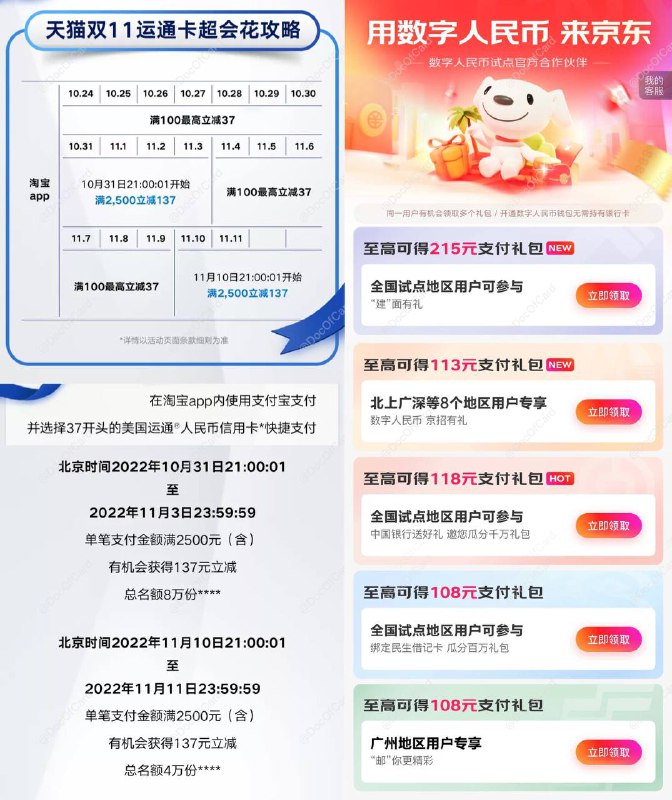#1111 #连通 #数字人民币 #eCNY天猫双11 连通人民币信用卡 支付满减京东搜索 “数字人民币” 各种满减活动 • 数字人民币活动需定位试点城市 • 打开数字人民币app前需关闭代理软件✔️@DocOfCard_channel / 🇨🇳厉害卡合集