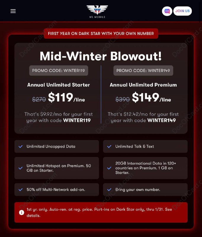 US Mobile 没有最低只有更低 $119/&149 首年 (限 AT&T网络)#USMobile✔️ uid.is/usm活动截止时间