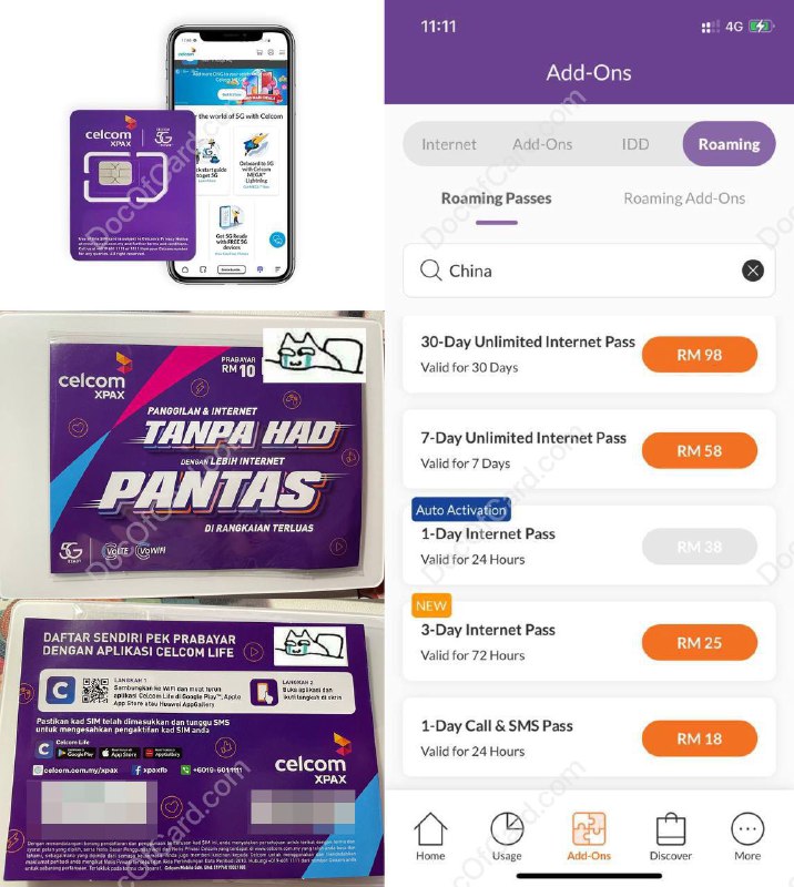 马来西亚流量卡 Celcom prepaid#Celcom #马来西亚🆕3/13/24更新