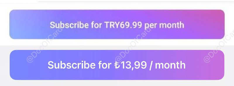 #Telegram telegram 大会员 Android 土区内购已涨价 • Android 土区新用户内购价₺69.99/月，现有用户续费目前还没变也涨了 • iOS 土区内购价₺13.99/月目前还没变新用户内购价同样涨价到了₺69.99/月，现有用户续费目前还没变也涨了✔️@DocOfCard_channel