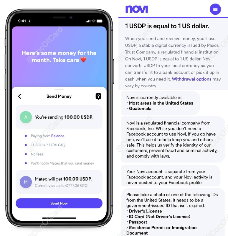 Facebook测试推出数字钱包Novi#Facebook #Novi #数字钱包🆕Novi将于9/1/2022结束运营👉🏿 Novi是一个数字钱包，可帮助您使用数字货币快速、安全、免费的与世界各地家人和朋友转账，Novi让汇款和发信息一样简单目前仅支持 危地马拉 和 美国(部分州)，以下为美国帐户