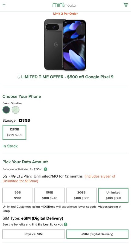 Mint Mobile Google Pixel 9 $299 $799#Mint Mibile #Pixel #BlackFriday ▎ 优惠要求 • 新用户