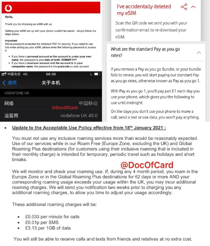 英国保号卡Vodafone UK PayGo eSIM#Vodafone UK #eSIM✔️1/1/2023